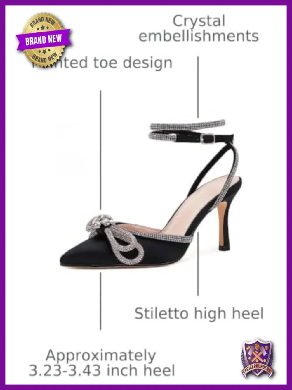 Double Bow Pointed Toe Crystal Pumps Stilettos Wedding Bridal Party Heels